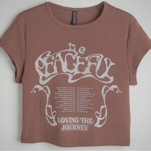 Baby tee brown and white crop top H&M XS